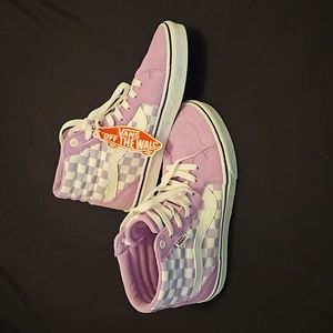 Lavender Checkered Vans High Tops